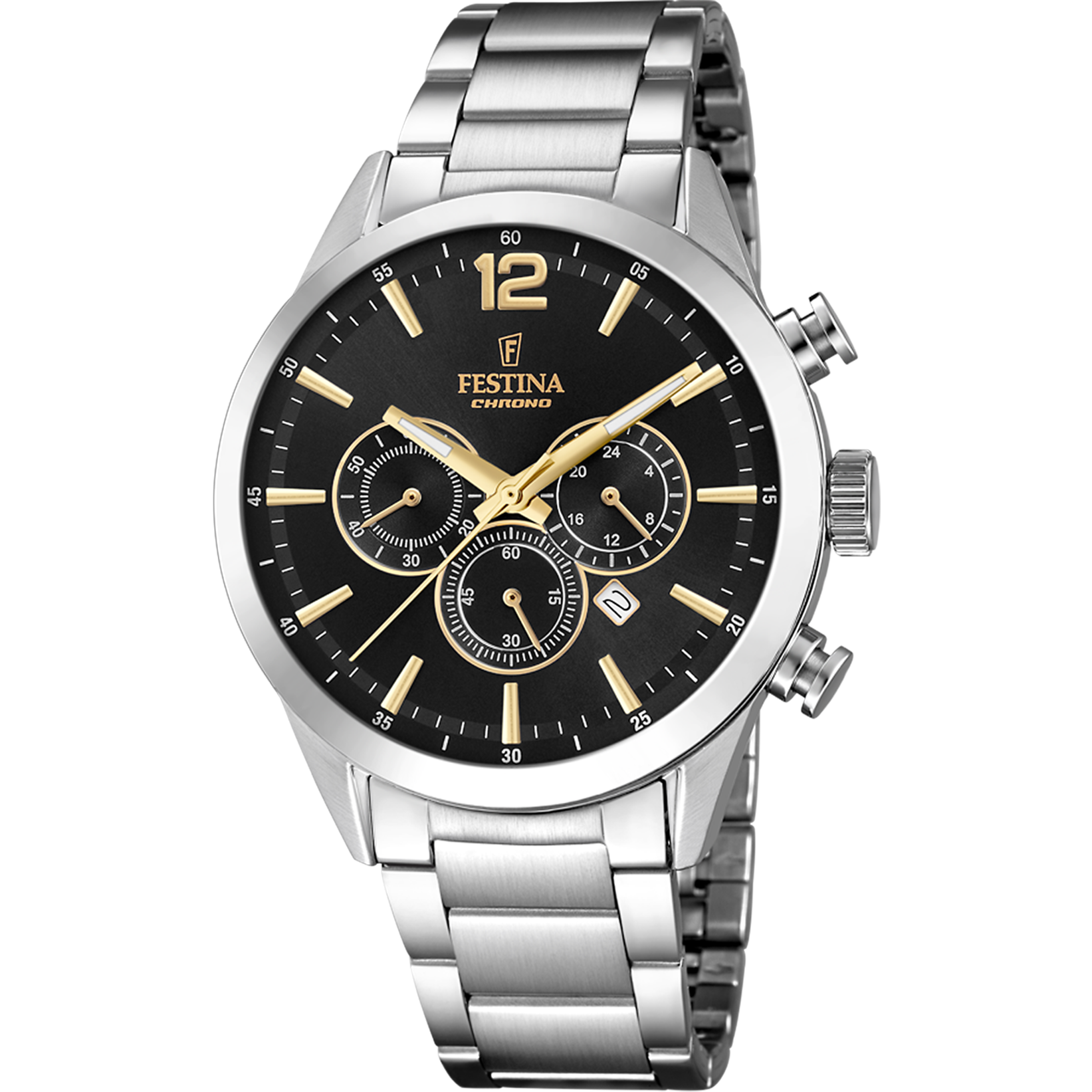 Festina Timeless Chronograph F20343/4 Herrenuhr Schwarz • Chronographenfunktion • Mineralglas