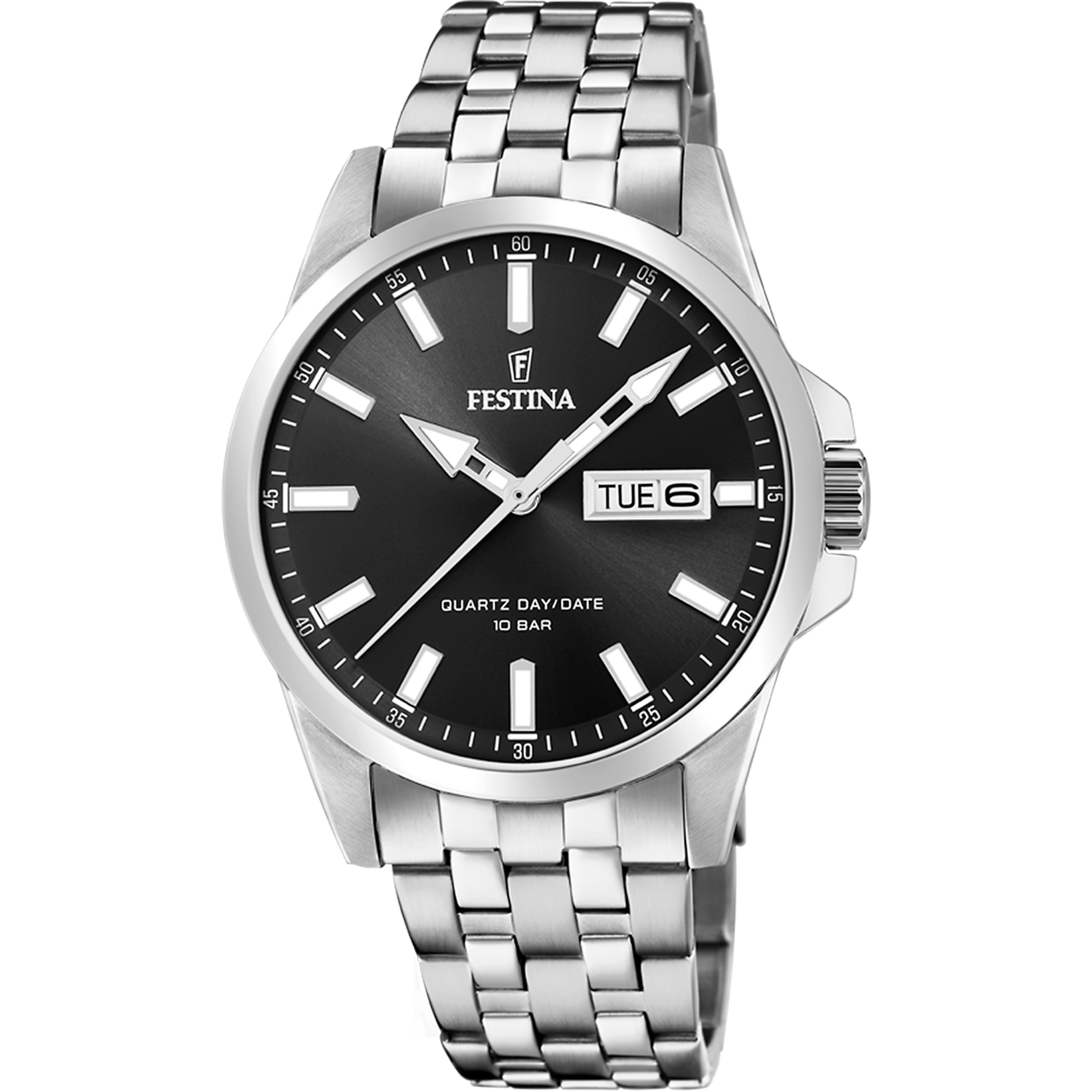Festina Klassik F20357/4 Herrenuhr Schwarz • Mineralglas • Edelstahlarmband