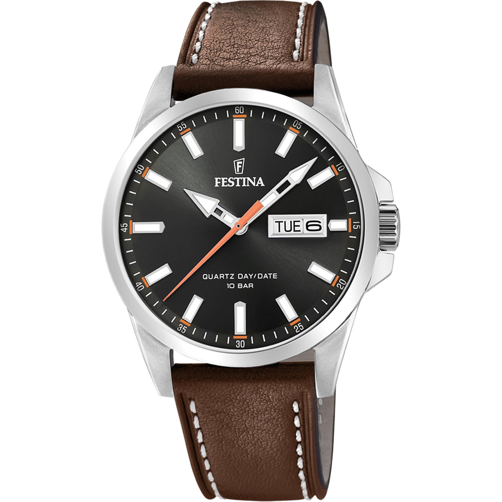 Festina Classics F20358/2 Herrenuhr Schwarz • Mineralglas • Echtlederarmband