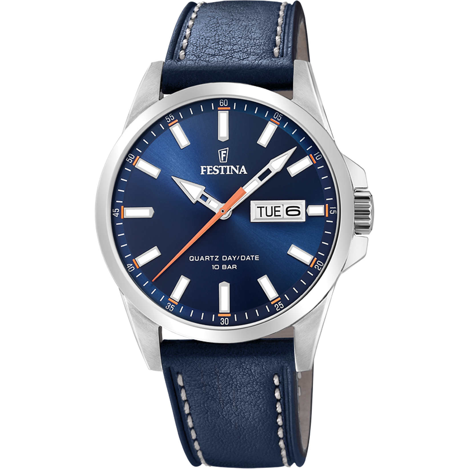 Festina Classics F20358/3 Herrenuhr • Blaues Zifferblatt mit Datum • Blaues Lederarmband