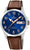 Reloj Festina para hombre con esfera azul, caja plateada y correa de piel marrón