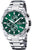Reloj de hombre de acero inoxidable con esfera verde y subesferas de cronógrafo, brazalete de metal