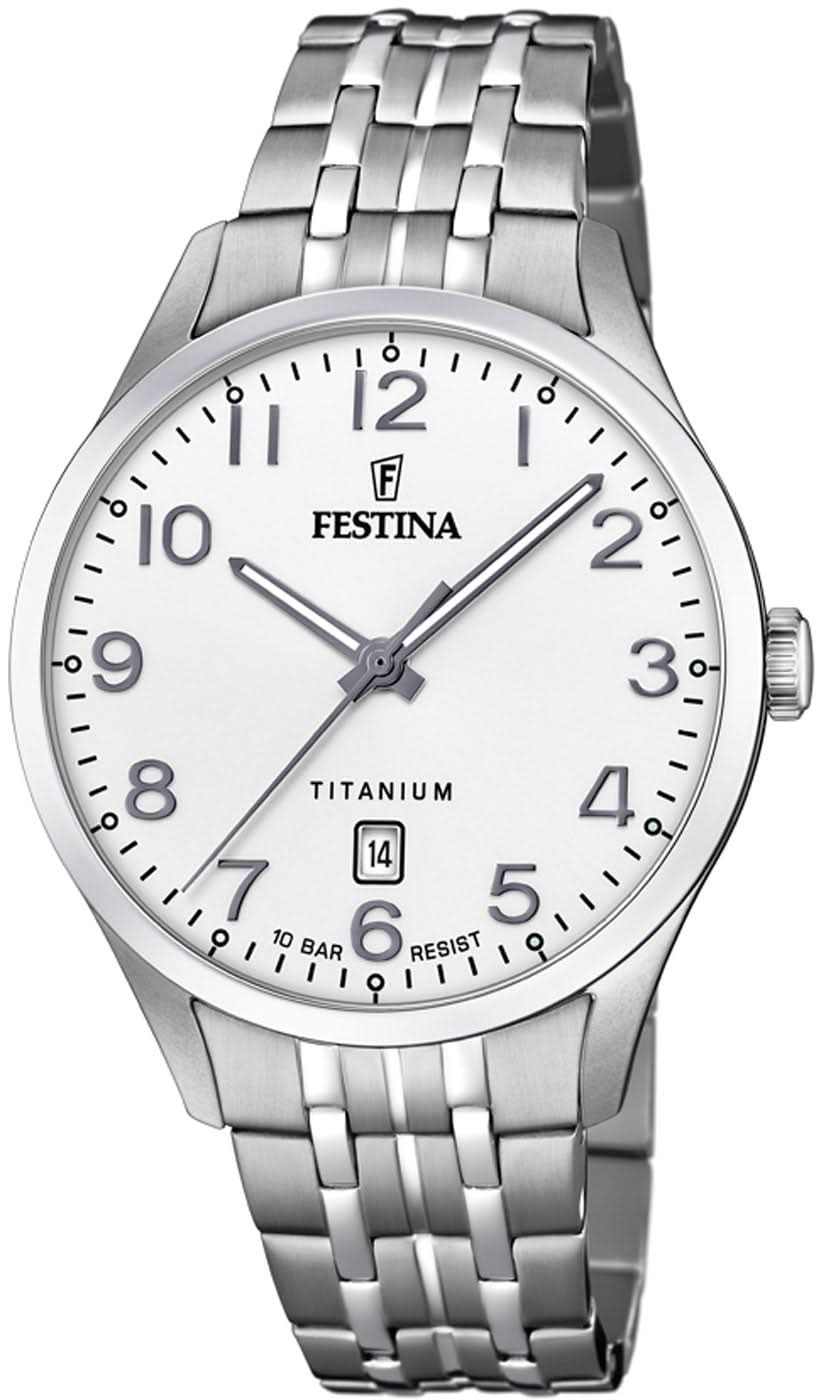 "Reloj de mujer con esfera blanca, brazalete de metal y visualización de fecha"