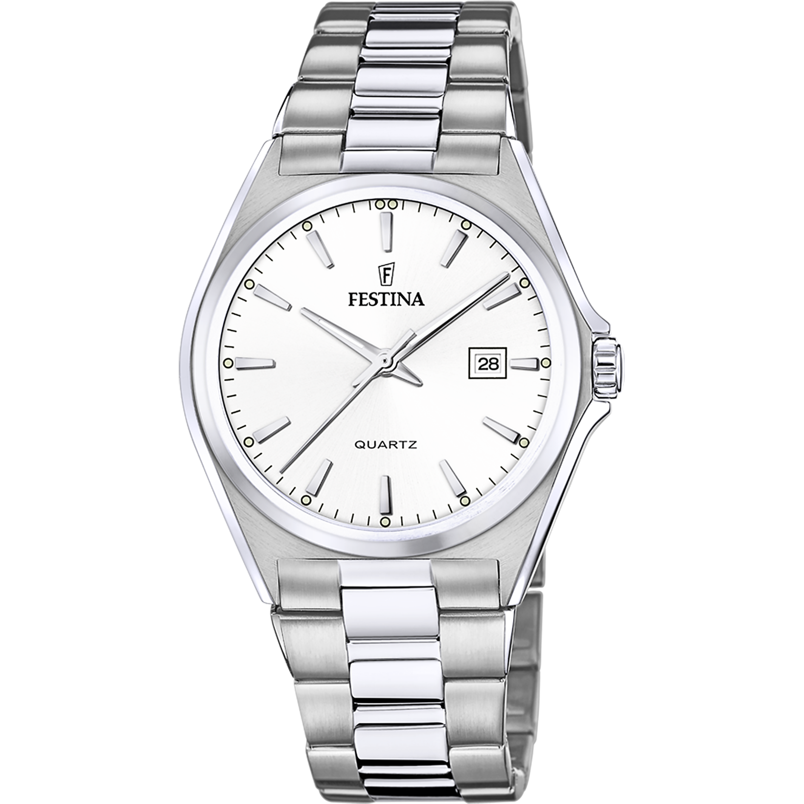 Festina Classics F20552/2 Herrenuhr • Weißes Zifferblatt • Stahlarmband
