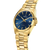 Festina Reloj de hombre con caja redonda dorada y esfera azul, indicador de fecha