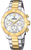 Reloj de mujer con esfera de nácar y subesferas de cronógrafo en tono dorado, correa de acero inoxidable