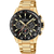 Cronógrafo Festina para hombre con esfera negra, taquímetro, correa de acero inoxidable en tono dorado