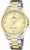 Reloj bicolor para hombre con esfera beige, indicador solar y brazalete de metal bicolor