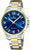 Reloj Festina para hombre con energía solar, esfera azul y correa metálica bicolor (acero/oro)