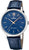 Reloj Festina para hombre con esfera azul, números romanos y correa de piel azul.