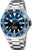 Reloj de pulsera para hombre: esfera azul, correa de acero, bisel, ventana de fecha
