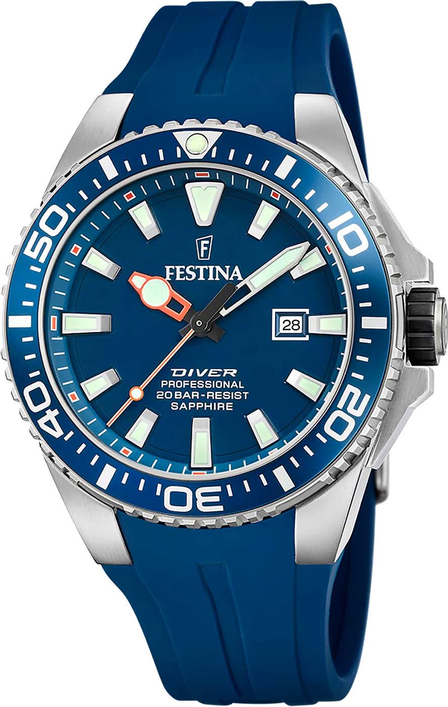Reloj Festina para hombre con esfera azul, cristal de zafiro, ventana de fecha y correa azul