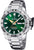 Reloj de buceo para hombre con esfera verde, caja y brazalete de acero inoxidable