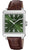 Reloj de pulsera para hombre Festina: caja rectangular plateada, esfera verde, correa de cuero marrón