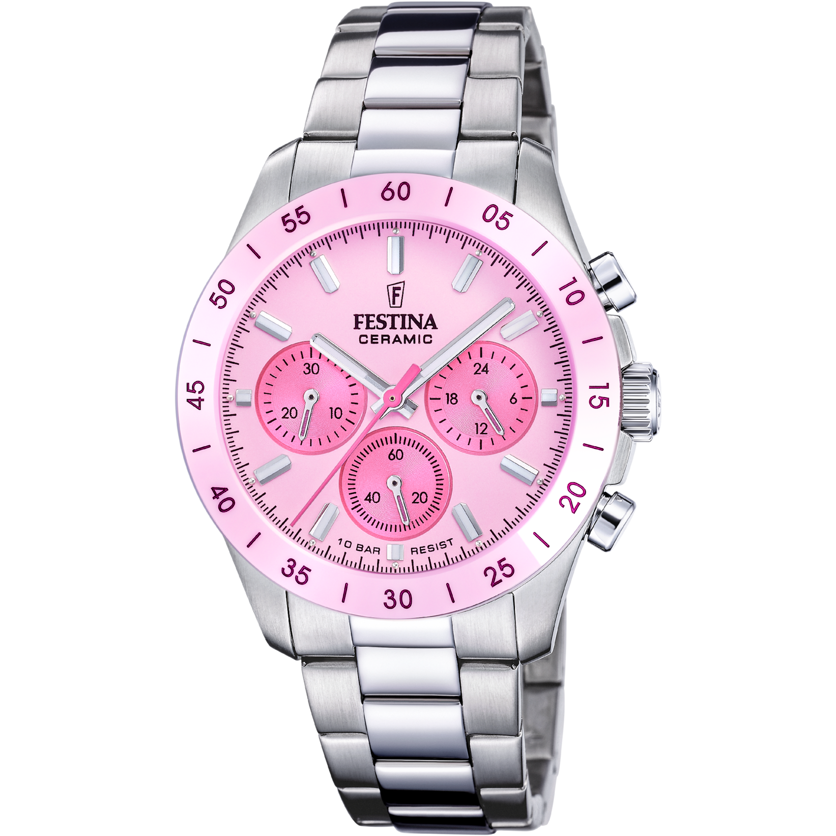 Festina Ceramic F20693/2 Unisex Chronograph Rosa • Keramikgehäuse • 10 ATM