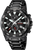 Reloj de hombre cronógrafo con esfera negra y correa de acero inoxidable negra