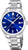 Reloj para hombre con esfera azul, brazalete de acero inoxidable plateado y visualización de hora