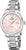 Reloj de mujer con pulsera de acero inoxidable, esfera rosa, visualización redonda de la hora