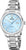Reloj de mujer con esfera azul y correa de acero inoxidable, pantalla redonda y ventana de fecha