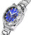 Reloj deportivo redondo para hombre con esfera azul, caja de acero inoxidable y cronógrafo