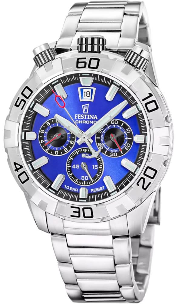 Reloj deportivo para hombre con esfera azul y correa de acero inoxidable