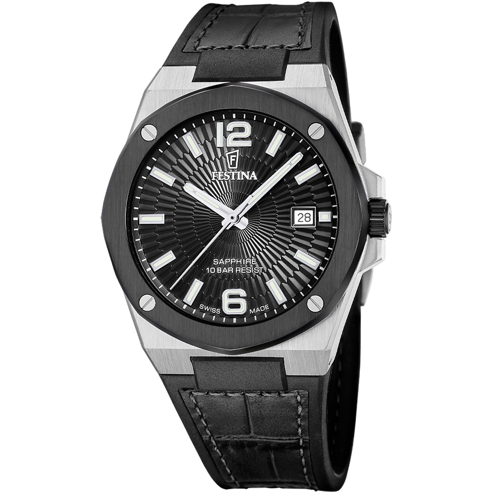 Festina Swiss Made F22001/4 Vallée Herrenuhr • Schwarzes Zifferblatt • Schweizer Qualität