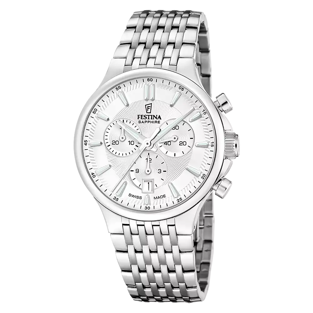 Festina Swiss Made Chronograph F20093/1 Herr • Safirglas • Swiss Made Kvarts