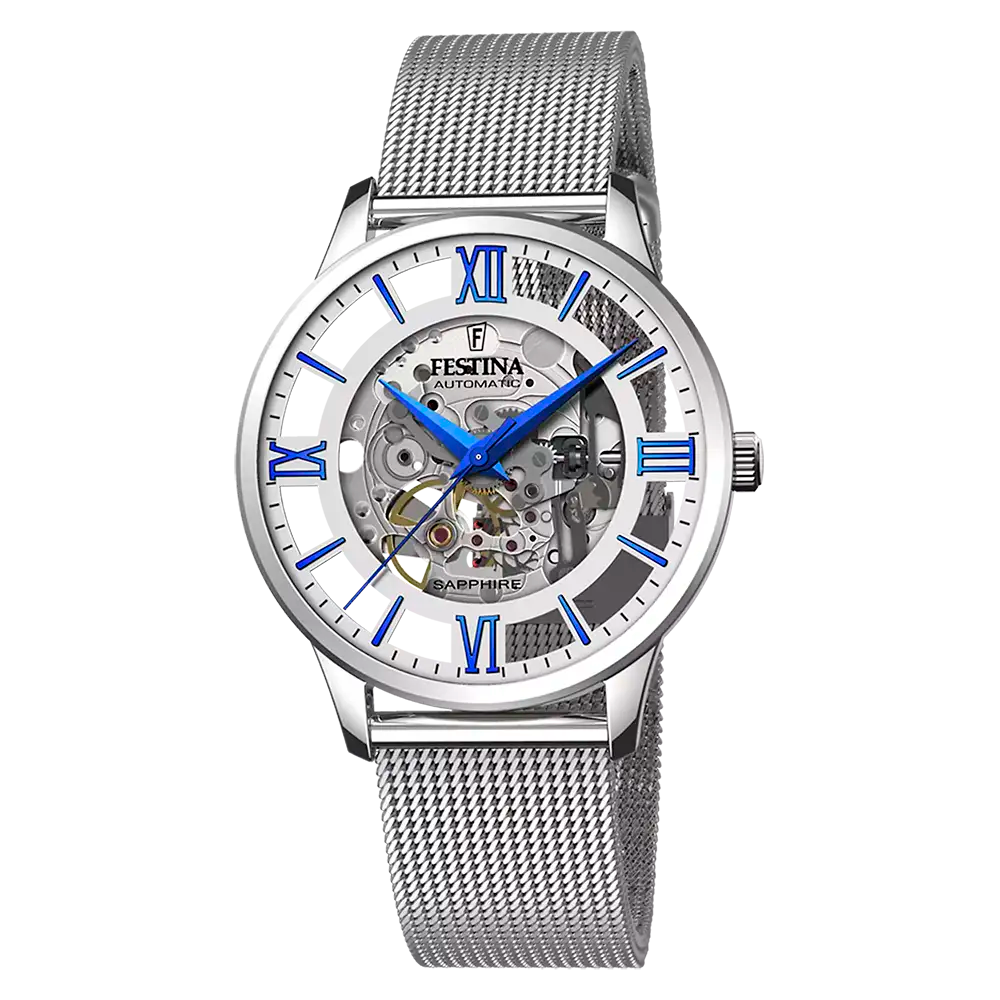 Festina F20534/1 Herrklocka Silver • Automatiskt Urverk • Safirglas