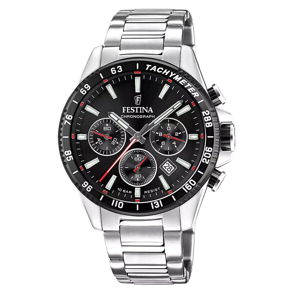 Festina Timeless Chronograph F20560/6 Herrur Svart • Kronograf med Datum • Mineralglas