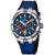 Herren-Armbanduhr mit blauem Silikonarmband, rundem Chronographengehäuse und Chronometerzifferblatt