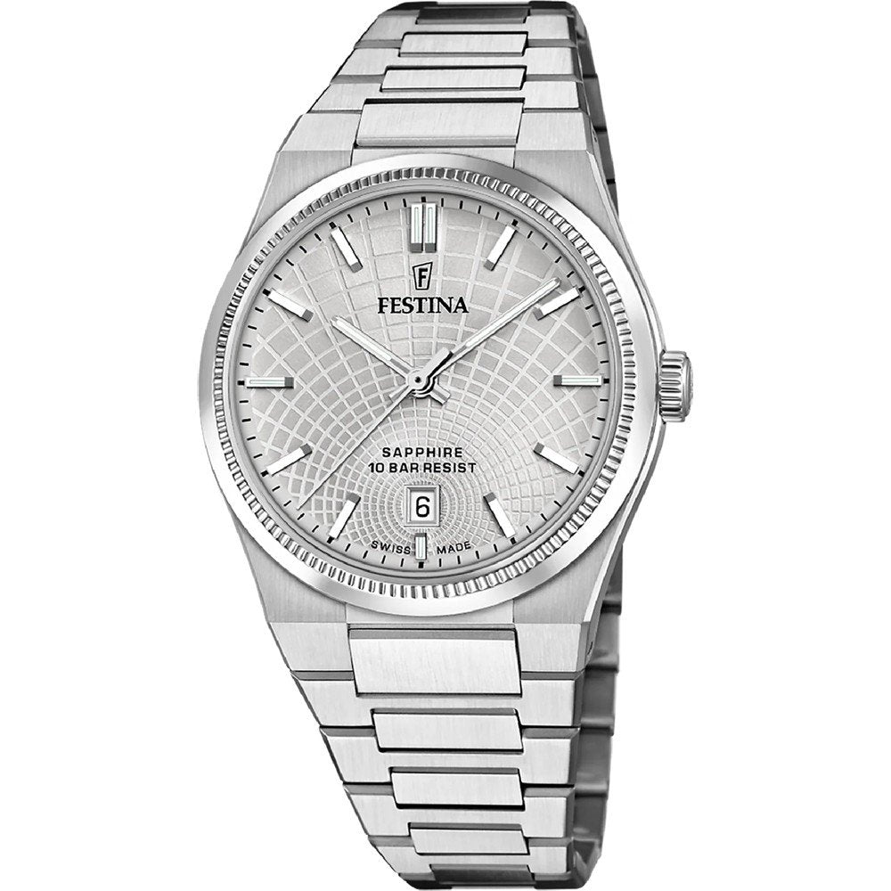 Festina Swiss Made Rive F20051/2 Herrenuhr Grau • Saphirglas • Schweizer Quarzwerk