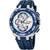 Reloj para hombre con esfera azul y correa de silicona azul, cronógrafo