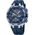Reloj para hombre con esfera azul, detalles de cronógrafo y correa de caucho azul oscuro