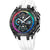 Reloj de hombre: correa de silicona blanca, caja redonda, esfera de cronógrafo multicolor