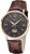 Ruhla REGENT-FR reloj con correa de cuero marrón, esfera negra y visualización de fecha
