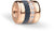 Charm de acero inoxidable en tono oro rosa con pulsera de cuero trenzado azul y cristales