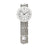 Pendel-Wanduhr mit rundem Zifferblatt und grauem Steinband, Pendel mit Kugel
