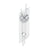 Silberne Wanduhr mit rundem Zifferblatt, schwarzen Zeigern und Kugel-Pendelgewicht