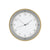 Wanduhr mit furniertem Holzrahmen, grauem Ziffernblatt und arabischen Ziffern