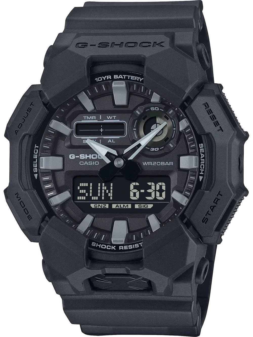 Reloj de pulsera para hombre con pantalla digital negra, caja y correa de plástico oscuro