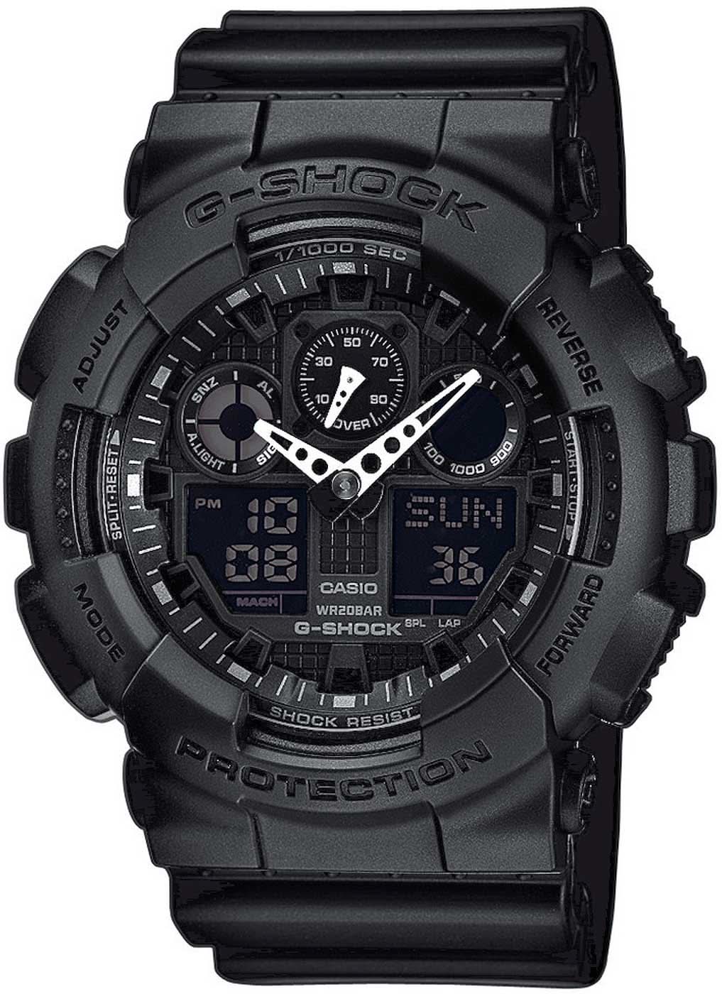 Reloj G-Shock para hombre con caja negra, esfera redonda y correa gruesa