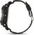 Pulsera de hombre de perfil con correa negra, pulsadores en el bisel