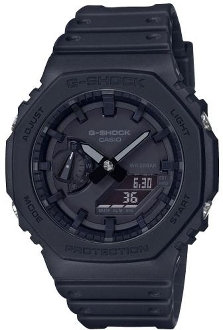 Reloj para hombre con caja de plástico gris oscuro y correa de caucho, pantalla analógica-digital
