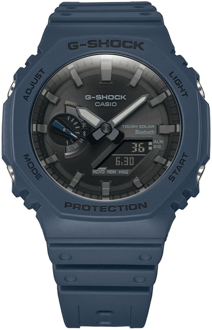 Reloj Casio G-Shock para hombre con caja azul, esfera oscura y correa de silicona
