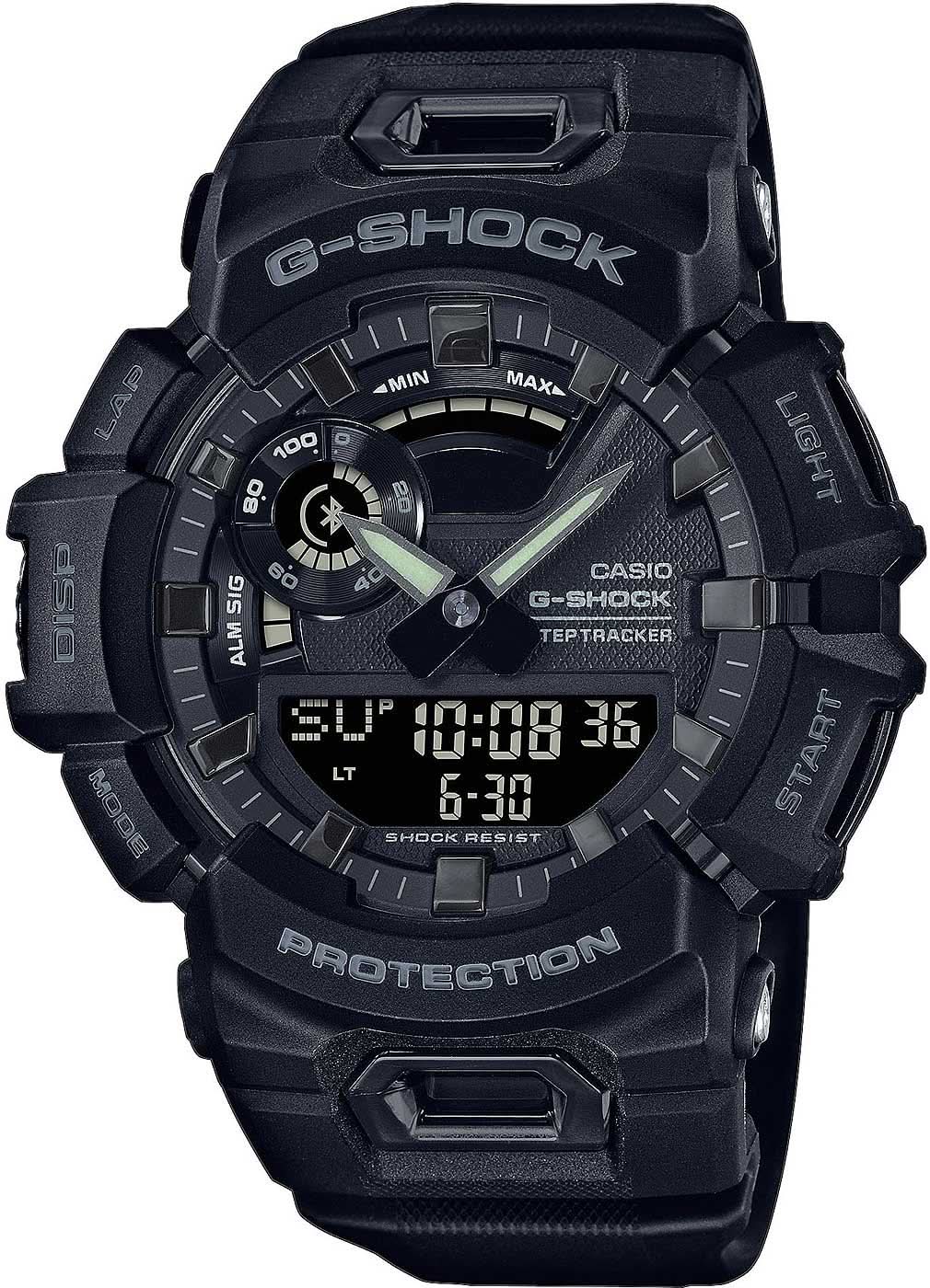 Reloj de pulsera para hombre con caja y pantalla negras, correa de goma, marco protector