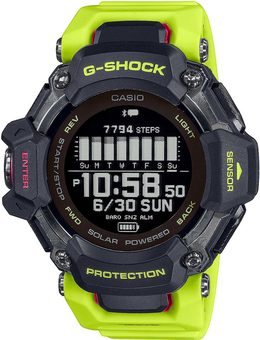 Reloj Casio G-Shock para hombre: correa de caucho verde, caja negra, pantalla digital