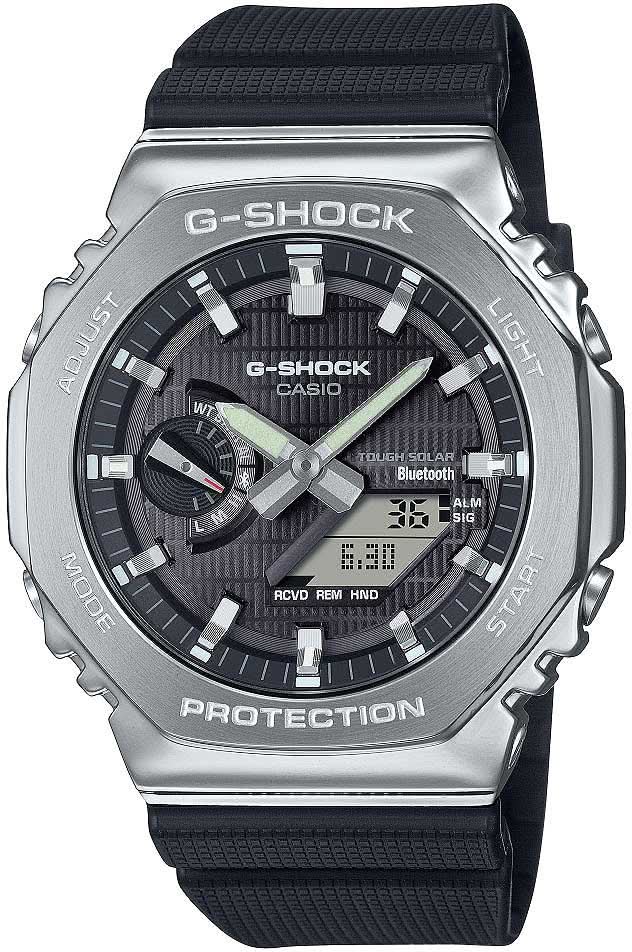 Reloj Casio G-Shock para hombre: caja de acero, esfera negra y correa de silicona negra