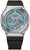 Reloj para hombre con correa negra, caja plateada y esfera azul, Bluetooth