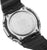 Reloj de hombre con parte trasera de metal con inscripción y correa negra