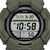 Pulsera digital para hombre, primer plano, pantalla digital 10:58, caja verde oliva
